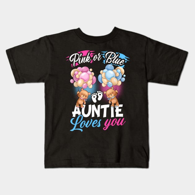 Bears Pink Or Blue Auntie Loves You Gender Reveal Kids T-Shirt by Eduardo